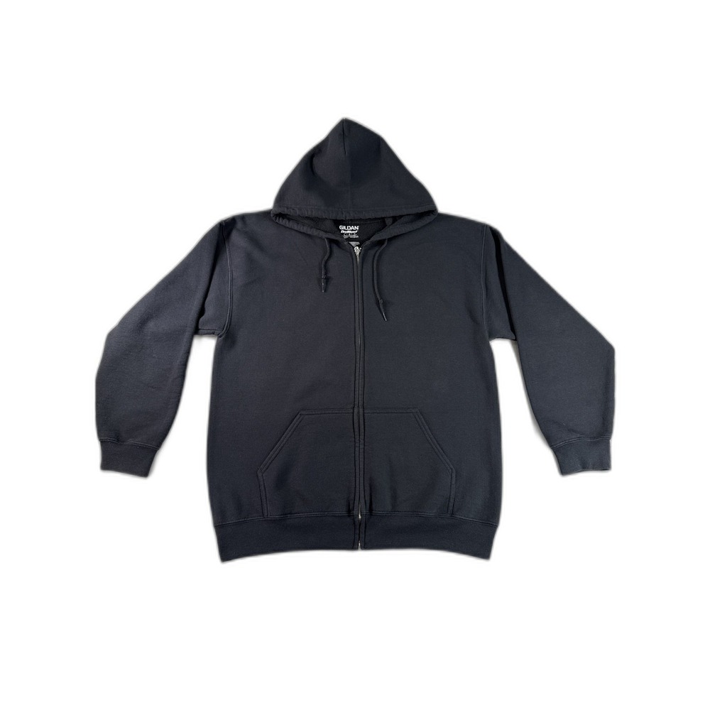 Gildan Heavy Blend Full Zip Hoodie Unisex Black Fleece Regular Fit Long Sleeve L